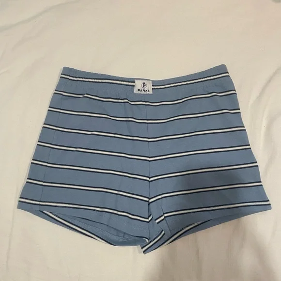 Parke Women's Blue Striped Shorts - Picture 1 of 4